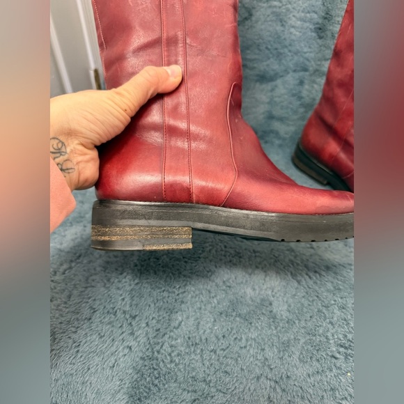 Women’s Dries Van Noten Red And Black Riding Boots Size 5.5 Luxury Leather - Picture 3 of 13